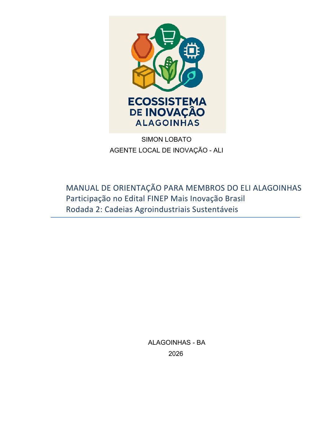 MANUAL DE ORIENTAÇÃO PARA MEMBROS DO ELI ALAGOINHAS 